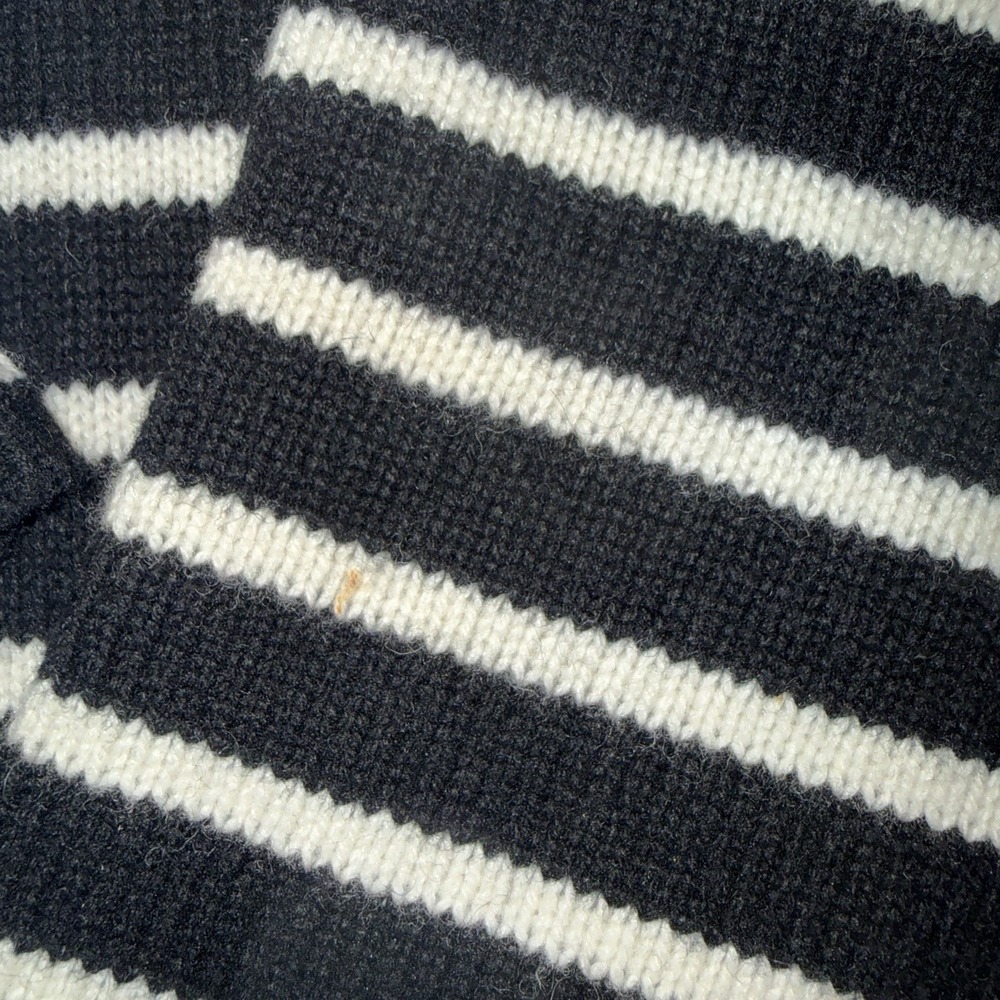 Madewell Black White Striped Button Sleeves Merino Wool Knit Sweater Dress Large - Picture 5 of 8